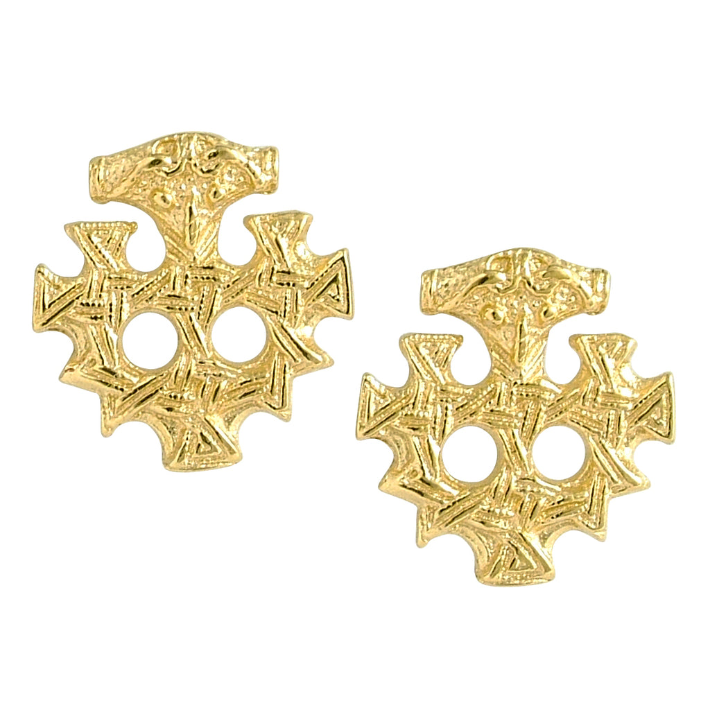 celtic field - Ohrstecker Hiddenseekreuz 750 Gelbgold