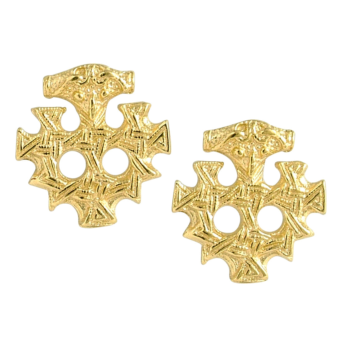 celtic field - Ohrstecker Hiddenseekreuz 750 Gelbgold
