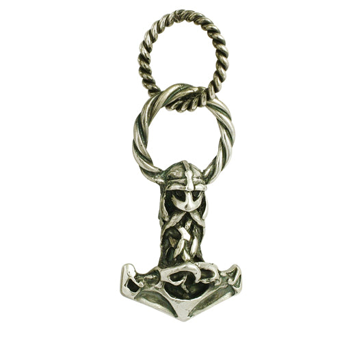 celtic field - Anhänger Thors Hammer (Maske groß) mit Schlaufe 925 Silber antik
