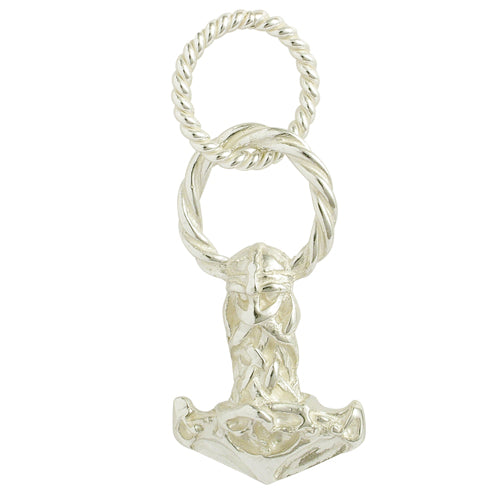 celtic field - Anhänger Thors Hammer (Maske groß) mit Schlaufe 925 Silber weiß