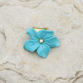 Pendant 585 Gold with Turquoise Flower and Brilliant-Cut Diamond