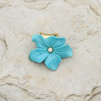 Pendant 585 Gold with Turquoise Flower and Brilliant-Cut Diamond